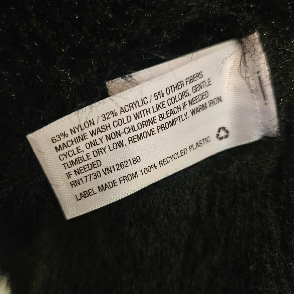 A New Day Black Fuzzy Soft Faux Fur Sweater Sz Large - Picture 4 of 6